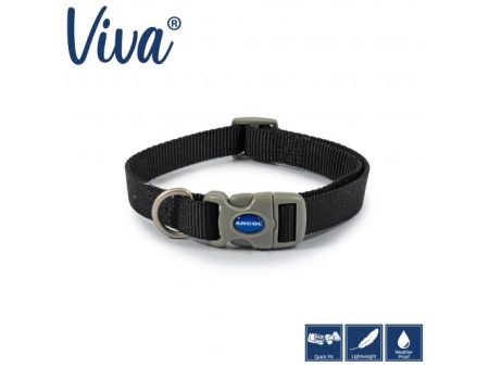 Ancol - Viva Nylon Adjustable Collar - Black - Small (20-30cm) on Sale