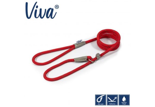 Ancol - Viva Nylon Reflective Rope Slip Lead - Red - 120cm x 12mm (Max50kg) Online now