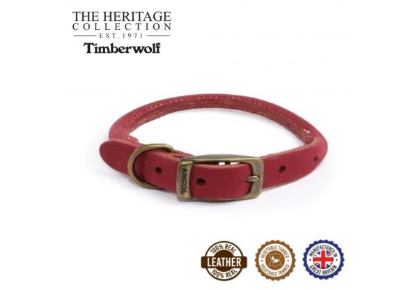 Ancol - Timberwolf Round Leather Collar - Sable - Size 4 (35-43cm) Online