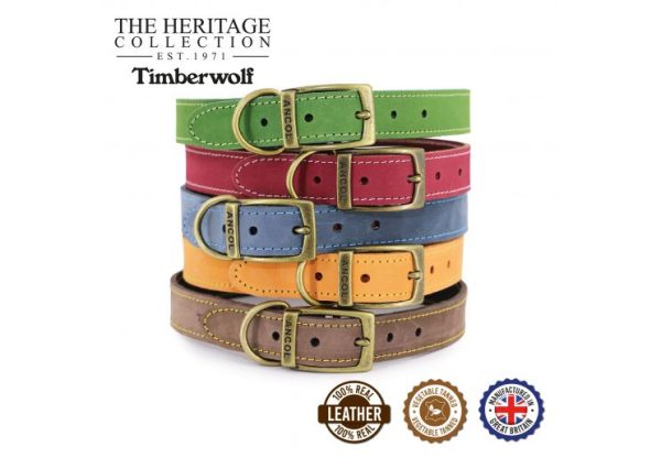 Ancol - Timberwolf Leather Collar - Sable - Size 8 (55-63cm) Hot on Sale