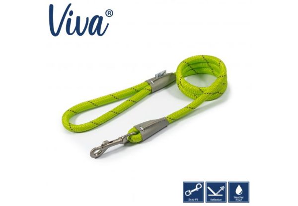 Ancol - Viva Nylon Reflective Rope Snap Lead - Lime - 107cm x 10mm (Max 30kg) Online now