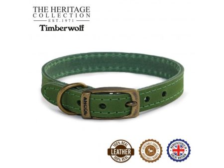 Ancol - Timberwolf Leather Collar - Green - 20-26cm (Size 1) Cheap