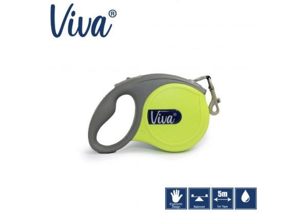 Ancol - Viva Retractable 5m Lead - Lime - Small Supply