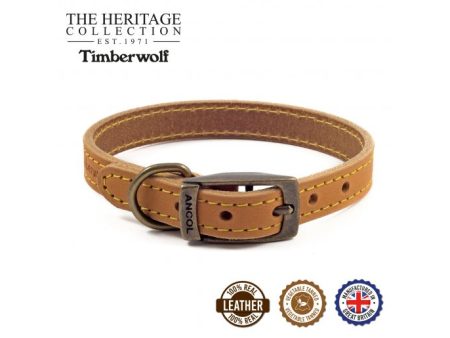 Ancol - Timberwolf Leather Collar - Mustard - Size 4 (35-43cm) Discount