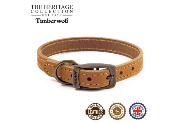 Ancol - Timberwolf Leather Collar - Mustard - Size 4 (35-43cm) Discount