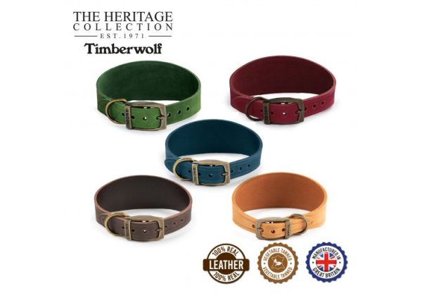 Ancol - Timberwolf Leather Hound Collar - Sable - Greyhound (34-43cm) Supply