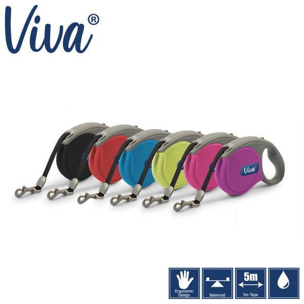 Ancol - Viva Retractable 5m Lead - Black - Small Fashion