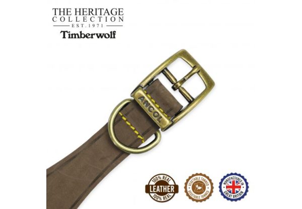 Ancol - Timberwolf Leather Hound Collar - Sable - Greyhound (34-43cm) Supply