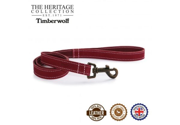 Ancol - Timberwolf Leather Lead - Raspberry - 1mx19mm Online