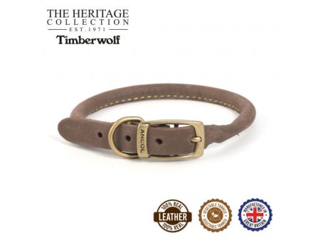 Ancol - Timberwolf Round Leather Collar - Sable - 45-54cm (Size 6) For Cheap