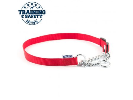 Ancol - Nylon Check Choke Chain Dog Collar - Red - 30  Discount