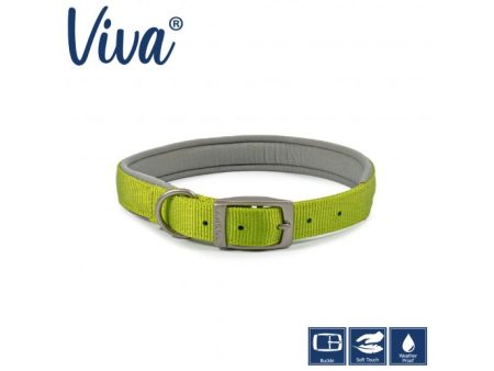 Ancol - Viva Nylon Padded Buckle Collar - Lime - Size 5 (39-48cm) For Sale