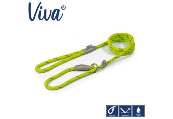 Ancol - Viva Nylon Reflective Rope Slip Lead - Lime - 150cm x 8mm (Max 20kg) Cheap