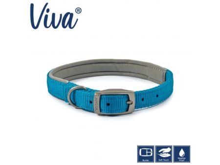 Ancol - Viva Nylon Padded Buckle Collar - Blue - Size 7 (50-59cm) For Sale