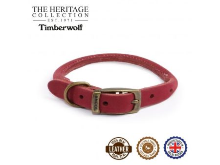 Ancol - Timberwolf Round Leather Collar - Raspberry (Pink) - 35-43cm (Size 4) on Sale