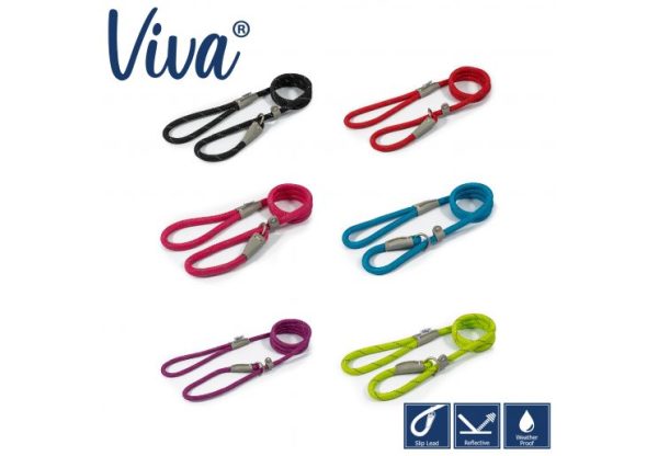 Ancol - Viva Nylon Reflective Rope Slip Lead - Blue - 120cm x 12mm (Max50kg) Fashion