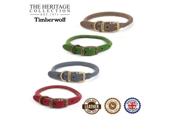 Ancol - Timberwolf Round Leather Collar - Sable - 39-48cm (Size 5) Sale