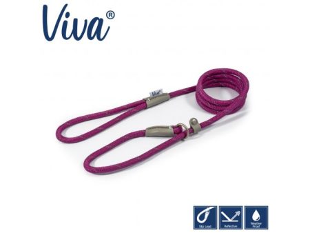 Ancol - Viva Nylon Reflective Rope Slip Lead - Purple - 150cm x 12mm (Max 50kg) on Sale