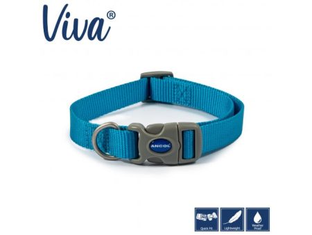 Ancol - Viva Nylon Adjustable Collar - Cyan - Small (30-50cm) Fashion