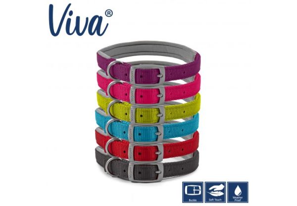 Ancol - Viva Nylon Padded Buckle Collar - Blue - Size 8 (55-63cm) Cheap