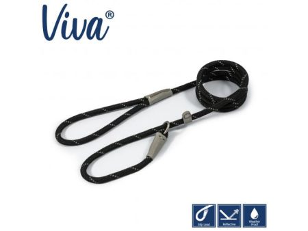 Ancol - Viva Nylon Reflective Rope Slip Lead - Black - 120cm x 12mm (Max50kg) Online now