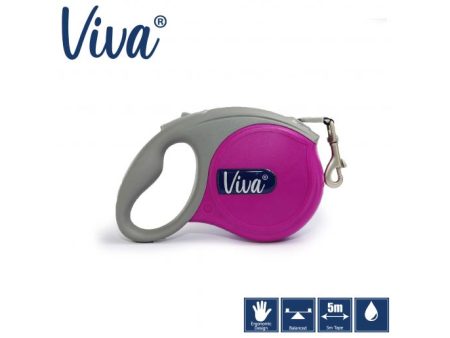 Ancol - Viva Retractable 5m Lead - Purple - Large For Discount