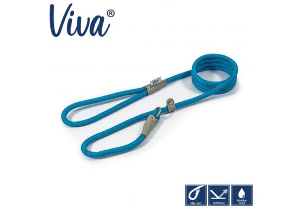 Ancol - Viva Nylon Reflective Rope Slip Lead - Blue - 120cm x 12mm (Max50kg) Fashion