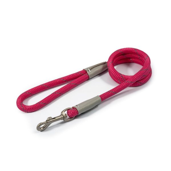 Ancol - Viva Nylon Reflective Rope Snap Lead - Pink - 107cm x 12mm (max 50kg) Online