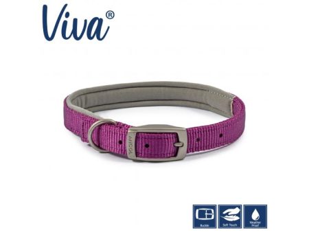 Ancol - Viva Nylon Padded Buckle Collar - Purple - Size 4 (35-43cm) For Discount