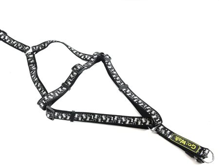 Happy Pet - Go Walk Black Harness With Reflective Bones - Medium Online Sale