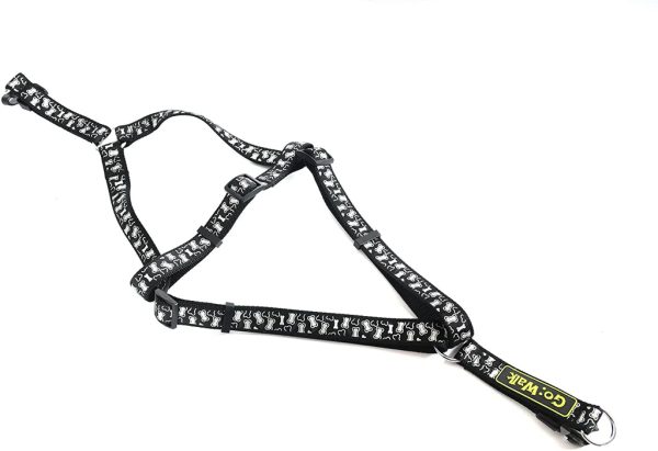 Happy Pet - Go Walk Black Harness With Reflective Bones - Medium Online Sale