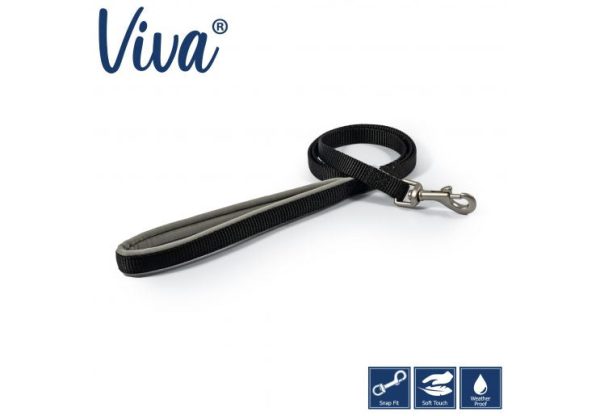 Ancol - Viva Nylon Padded Snap Lead - Black - 100cm x 25mm (Max 75kg) For Sale