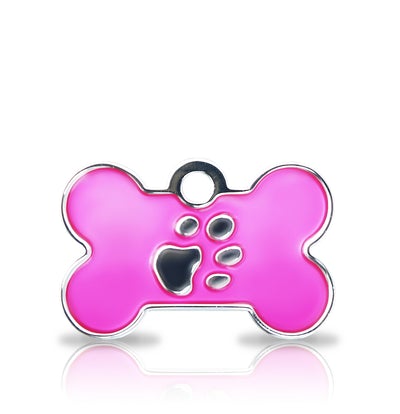 Custom Engraved Pet Tag - Patterned Small Bone With Paw Print Online