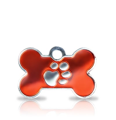 Custom Engraved Pet Tag - Patterned Small Bone With Paw Print Online