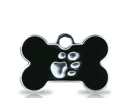 Custom Engraved Pet Tag - Patterned Small Bone With Paw Print Online