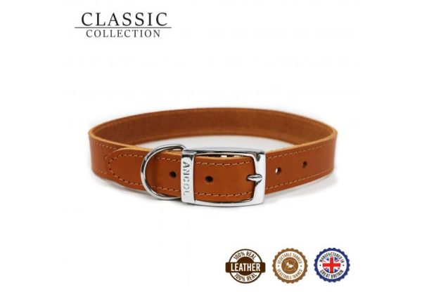 Ancol - Classic Leather Collar - Tan - Size 2 (14 ) Sale