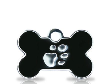 Custom Engraved Pet Tag - Patterned Large Bone With Paw Print Discount