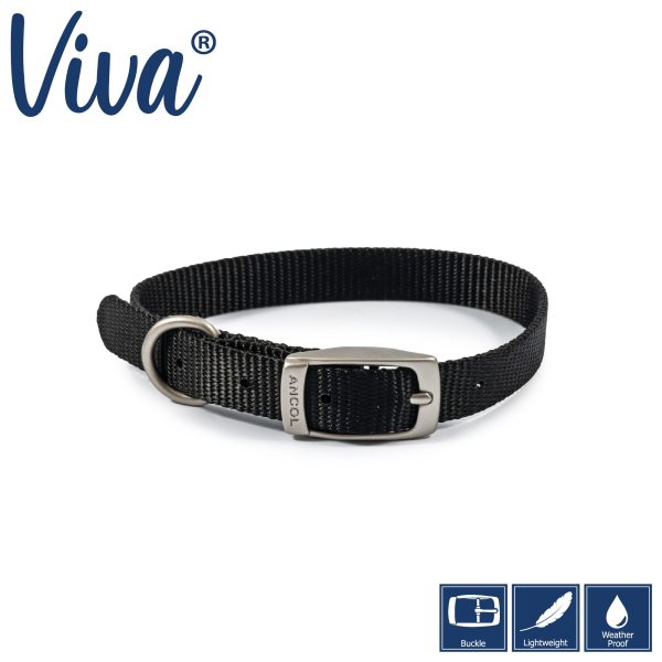 Ancol - Viva Nylon Buckle Collar - Black - Size 2 (26-31cm) Cheap