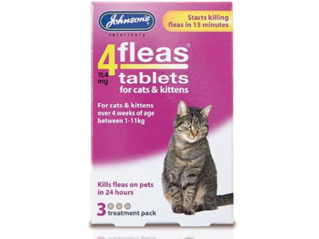 Johnson s - 4fleas Tablets For Cats - 4 Weeks+ - 1 to 11KG - 3 Pack For Discount