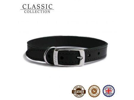 Ancol - Classic Leather Collar - Black - 12  Online