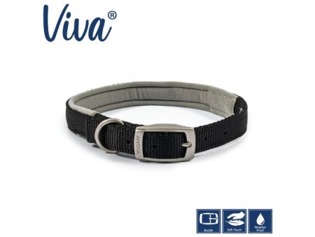 Ancol - Viva Nylon Padded Buckle Collar - Black - Size 8 (55-63cm) Online Sale