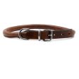 Ancol - Round Sewn Leather Collar - Brown - 22-26cm (XSmall) Online