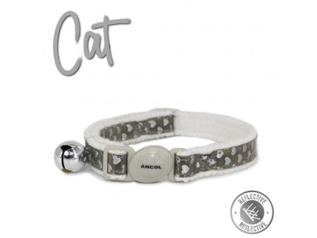 Ancol - Reflective Gloss Cat Collar - Silver Heart Supply