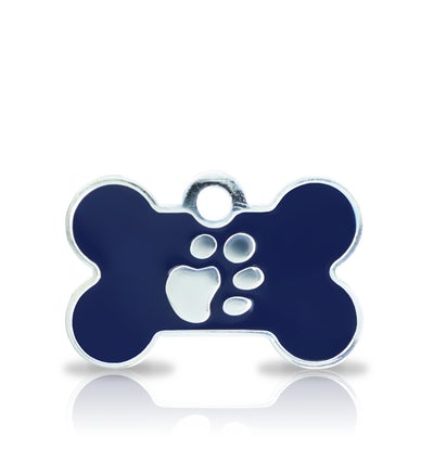 Custom Engraved Pet Tag - Patterned Small Bone With Paw Print Online