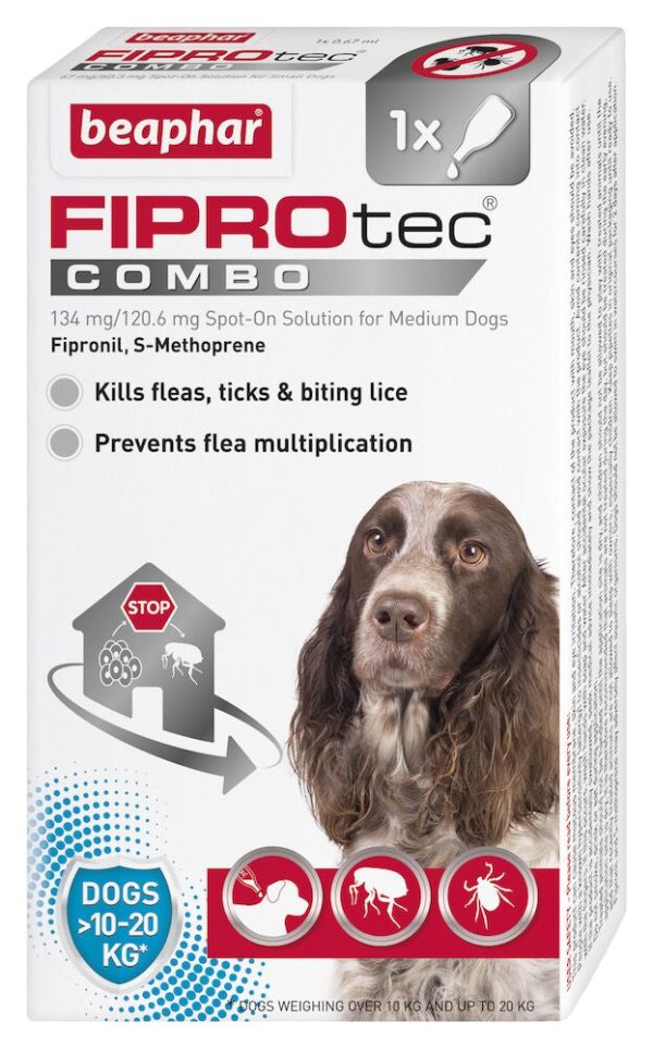 Beaphar - FIPROtec Spot on COMBO - Medium (10-20kg) Dog - 1 Pip Sale