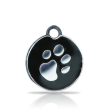 Custom Engraved Pet Tag - Patterned Small Disc With Paw Print Online Sale