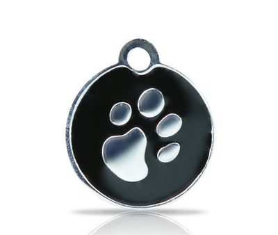 Custom Engraved Pet Tag - Patterned Small Disc With Paw Print Online Sale