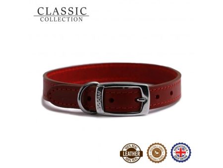 Ancol - Classic Leather Collar - Red - 12  Online