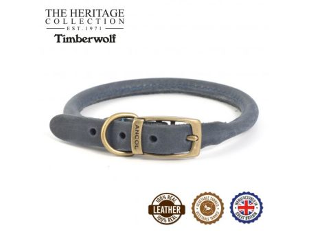 Ancol - Timberwolf Round Leather Collar - Blue - Size 7 (50-59cm) Online now