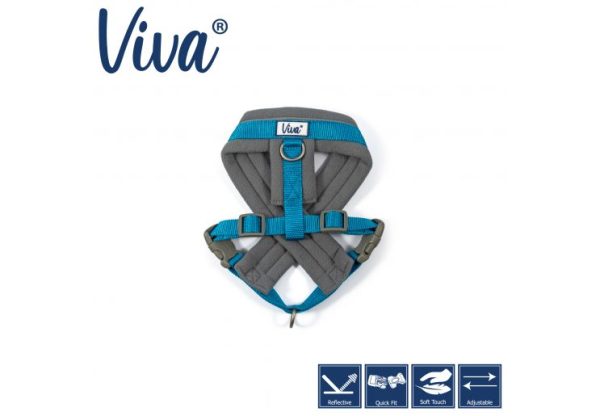 Ancol - Viva Nylon Padded Harness - Cyan - Large (52-71cm) Online now